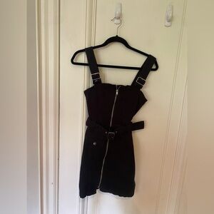 Black Utility Zip-Up Sleeveless Dress